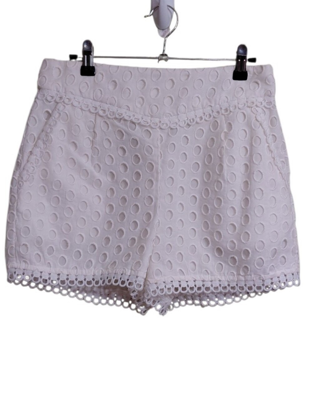 Endless Rose White Eyelet Lace-Trim High Waist Shorts